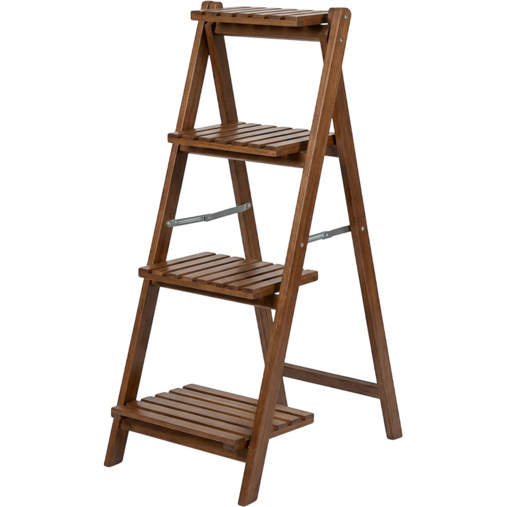 Kiivo Folding Four-Tier Wooden Ladder Plant Stand 110 cm Walnut - Product view